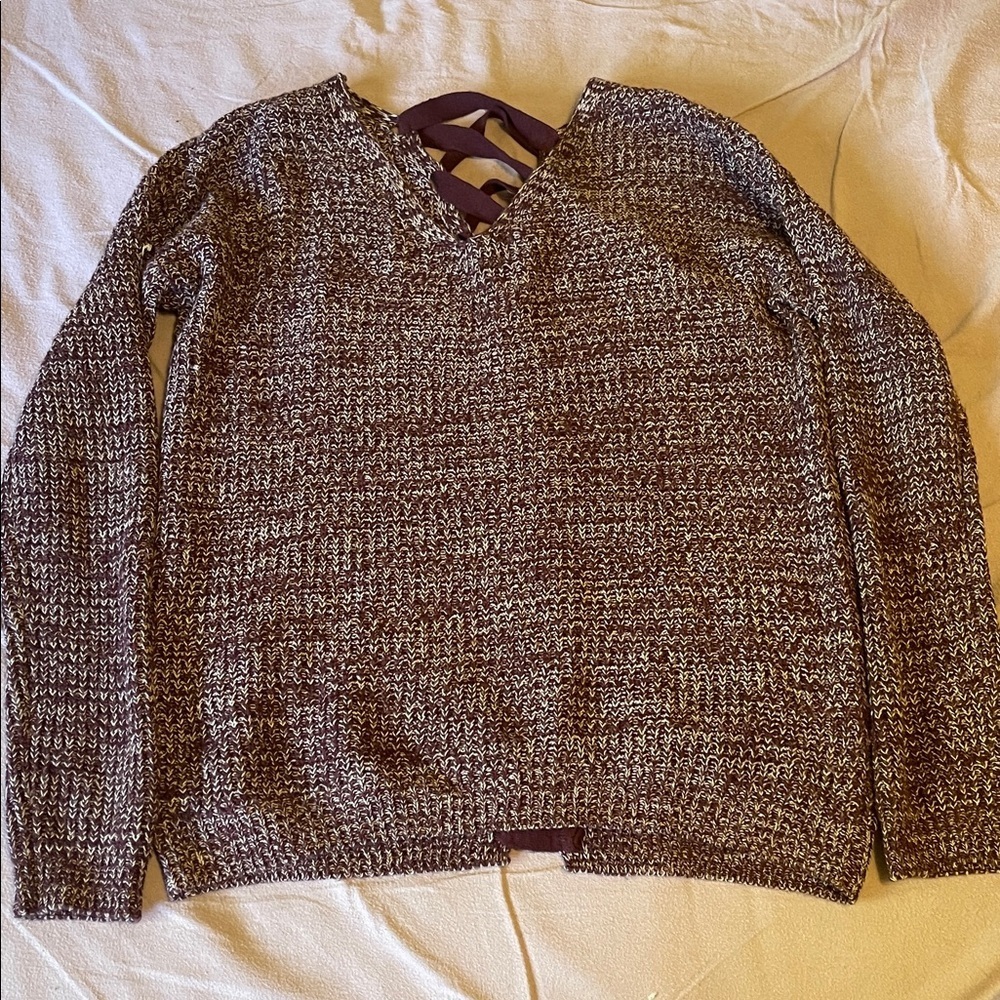 Purple and White Knit Sweater
